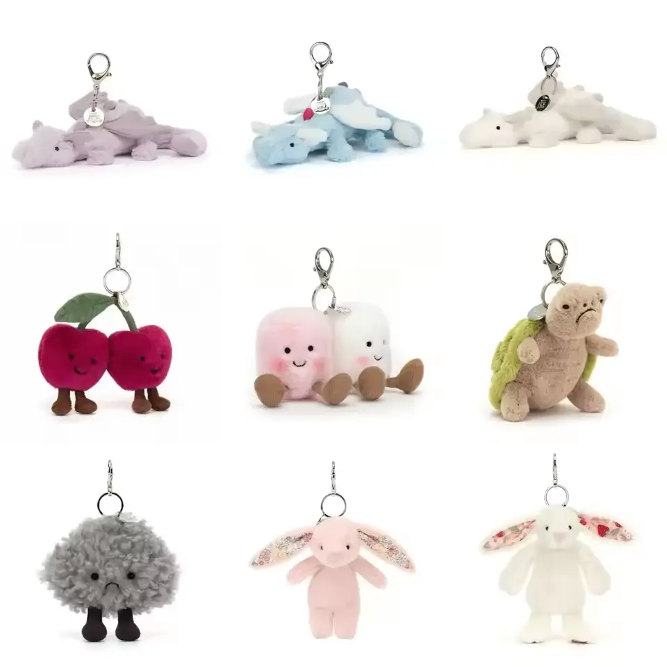 Kawaii Jellycat Plush Keychain, Cute Stuffed Bag Charm Toy, Best Christmas Birthday Gift for Girls