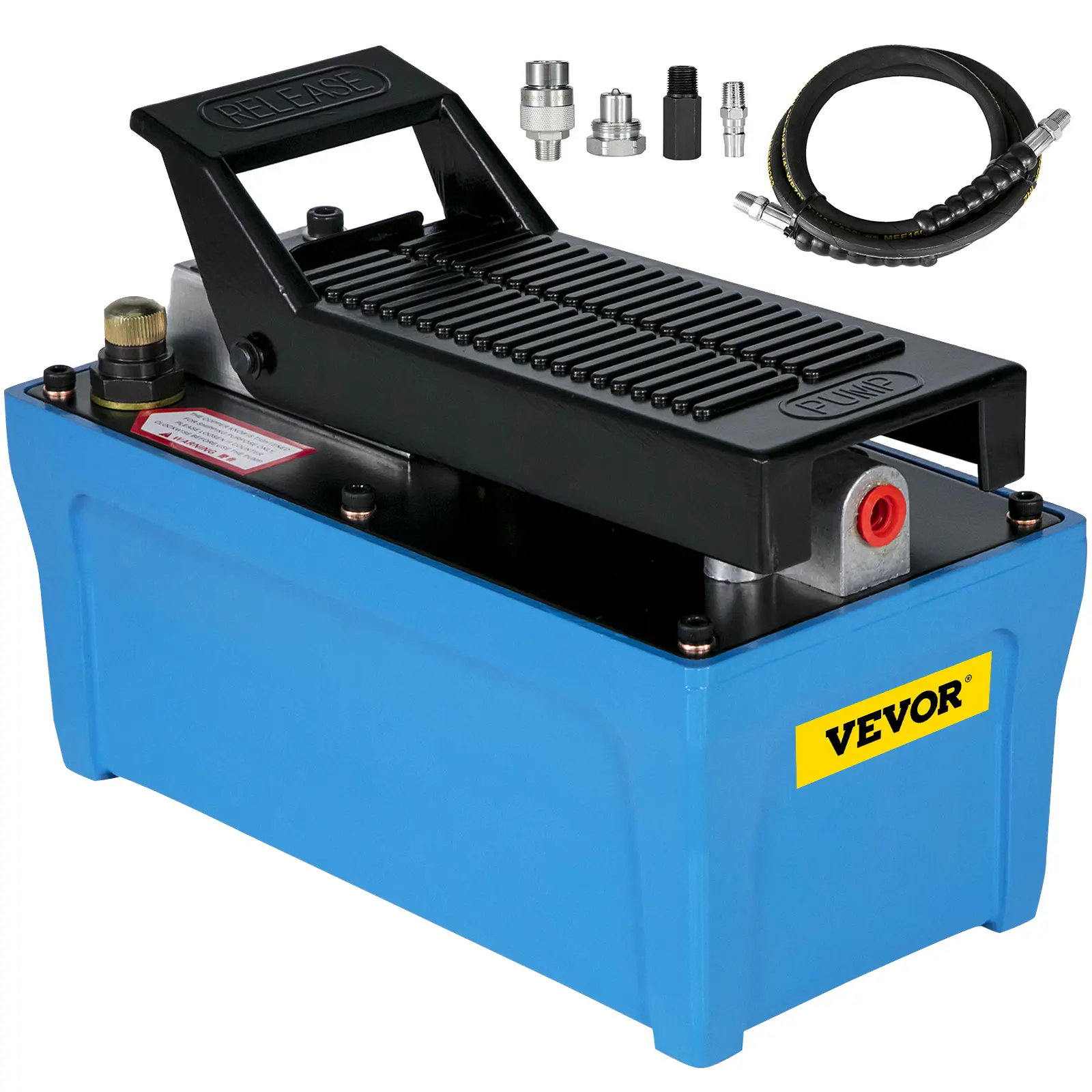 【toolupgrade】VEVOR Compact Air Hydraulic Pump, 10000 PSI Air-Over Hydraulic Pump with Aluminum Core, 0.5 Gal Reservoir, Foot Actuation, 3/8" NPT, 6.56 ft Durable Oil Pipe, 2 Connectors, Single Acting for Car Repair (Blue, 0.8 LPM)