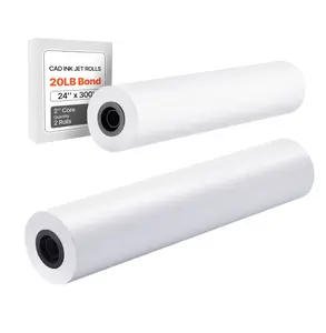 24x300ft Plotter Paper Roll 2-Pack, 20lb CAD Bond Paper - Engineering Drawings, Architectural Plans, GIS Maps, Wide Format Printing 300 ft 2 Rolls