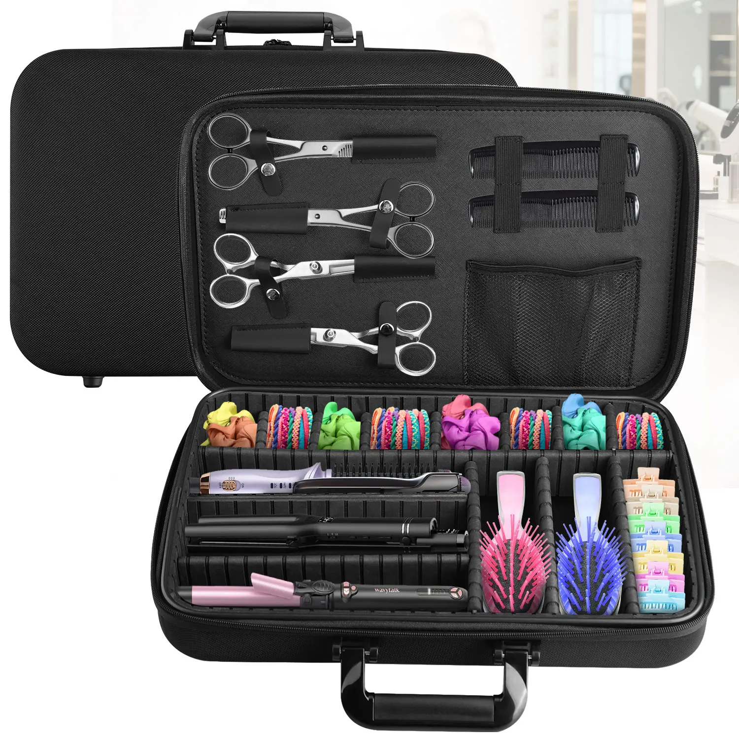 Professional Barber Carrying Case, Adjustable Dividers, Durable for Clippers and Supplies Large Travel Tools Organizer Box Professional Storage Case