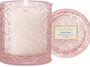 LA JOLIE MUSE Santal Rose Scented Candle – Saffron, Rose & Leather | 6 oz Natural Soy Wax | 40 Hours Clean Burn | Gift-Ready for Hosts & Gatherings | Elegant Home Decor