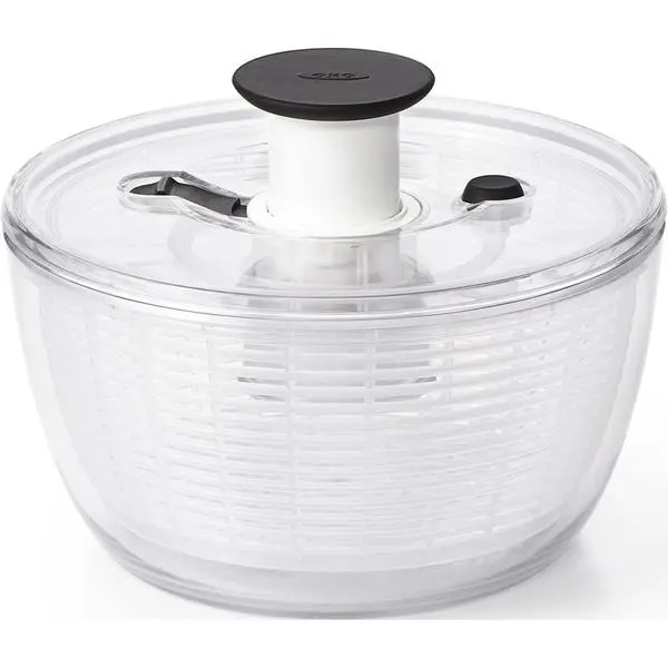 OXO Good Grips Small Salad & Herb Spinner, Vegetable Washer with Strainer | One-Handed Pump, Wash Greens, Beans, Fruits & Lettuce, Soft Grip Pump, Non-Skid Base, Salad Serving Bowl, Dishwasher Safe