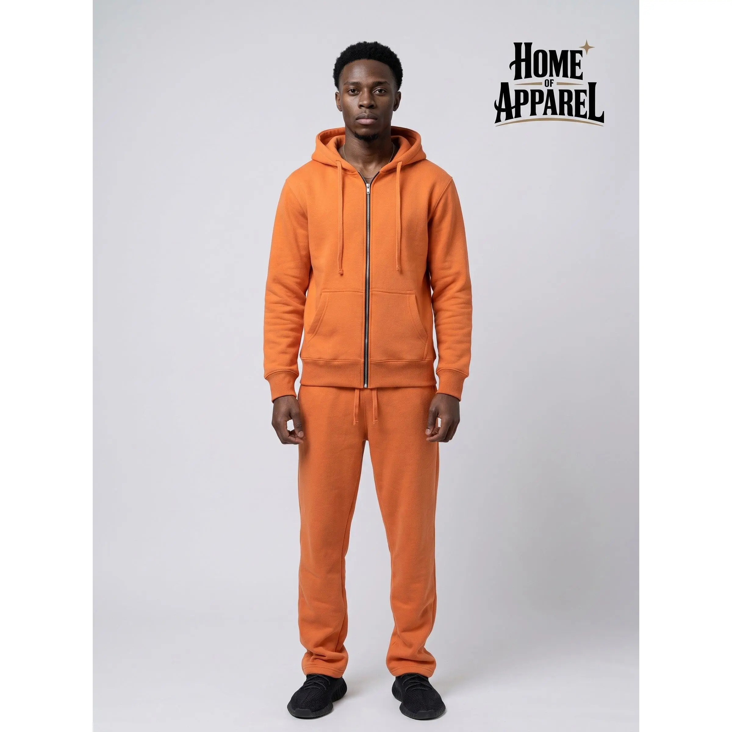 Orange Sweatsuit - Full Zipper Cotton Fleece