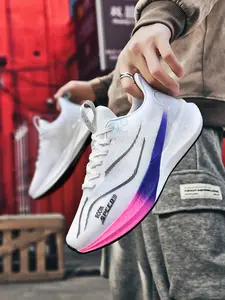 2026 New Men's Athletic Running Shoes (34-45 Sizing) - Popcorn Midsole & Carbon Plate Racing Shoes, Rubber-Printed Breathable Mesh + Shock Absorption & Rebound, Multi-Color, Anti-Slip & Strong Grip, Light & Breathable Fit, Anti-Torsion Stability