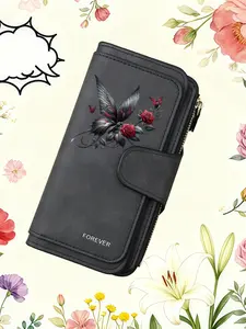 1pc butterfly Women'S Long Wallet, Multi-Functional Wallet, Portable Snap Closure Coin Purse, Birthday Gift and Daily Commute for dog lovers, Playful Design, Perfect Holiday Gift, Perfect for Outdoor, Travel, and Family Use4.1PYT-3