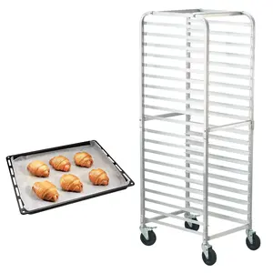VEVOR 20-Tier Commercial Bun Pan Rack, Aluminum Bakeware Trolley with Brake Wheels, Storage for Half & Full Sheets & Cakes, 26"L x 20.4"W x 70"H Kitchen Speed Rack Bread Baking Equipment, Cake