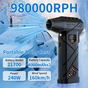 USB Rechargeable Car Fan 980000rpm, Multifunctional Electric Blower, High-Speed Brushless Motor, Mini Handheld Dust Cleaner for Cars