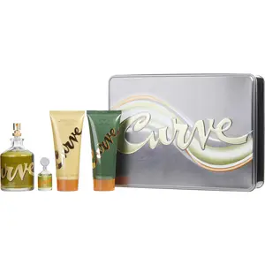 Curve Set-Cologne Spray 4.2 Oz & Cologne 0.25 Oz Mini & Aftershave Balm 3.4 Oz & Shower Gel 3.4 Oz For Men