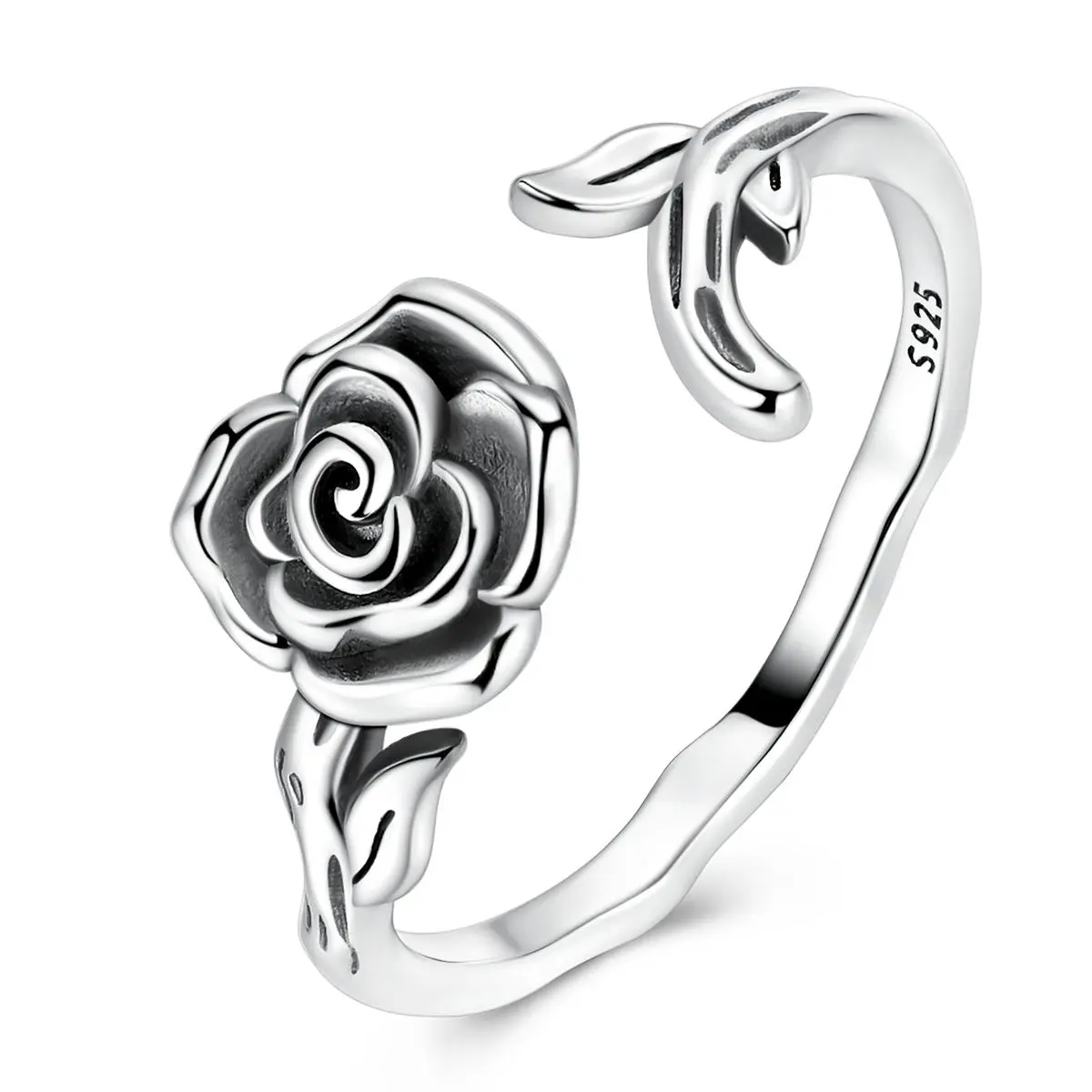 Elegant Floral Petal Ring for Women, S925-Plated Costume Jewelry Featuring an Open Fit Design, Ideal Birthday Gift