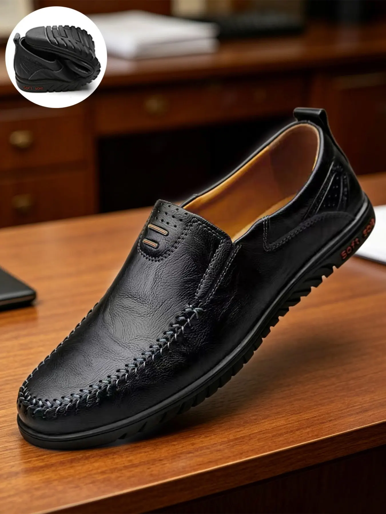 Men's Business Style Solid Color Loafers, Lightweight Comfortable Retro Slip on Flat Loafers for Work & Daily Wear, Fashion Shoes for Party, Daily Clothing Decor