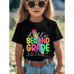 1Kids' 100% Cotton Dalmatian Pencil & Puppy First Day of School T-Shirt - Boys & Girls Second Grade Outfit, Birthday Party Wear, Short Sleeve Crew Neck Tee for Back to School Gifts (Preshrunk)