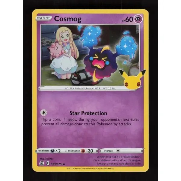 Authentic Pokémon TCG Raw Single - Cosmog Celebrations Rare 013/025 Near Mint TCG Card, English Text