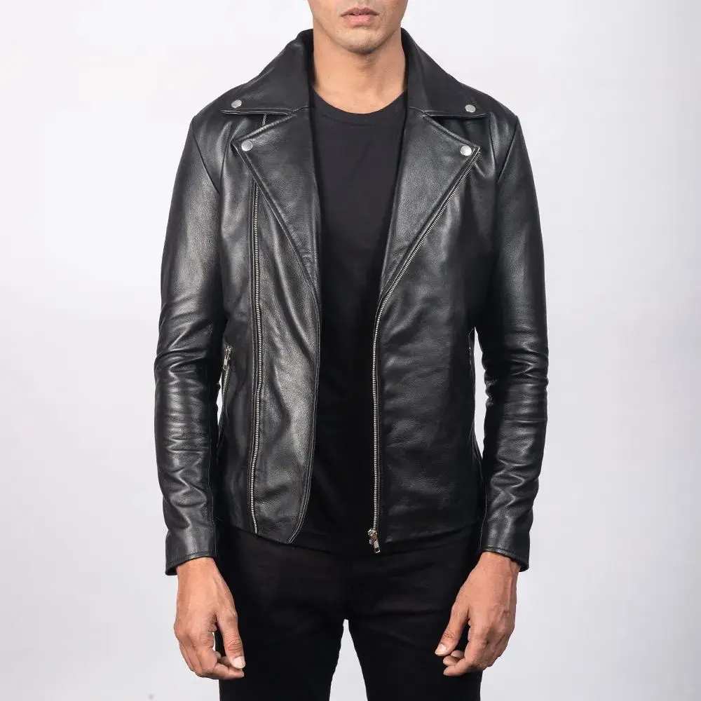 Men's Noah Black Leather Biker Jacket