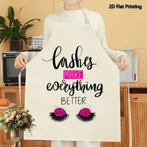 1PC 2D Flat Printed Pink Glitter Lashes Glam Style Apron Novelty Cooking Aprons For Home Cooking, Kitchen Wear, And Cooking Enthusiasts