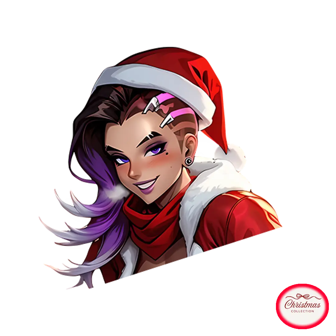 Stealth Cyber Hacker Christmas Anime Vinyl Sticker Waterproof Decal Futuristic Female Character Laptop Water Bottle Present