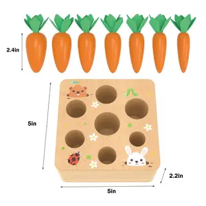 Wooden Carrots Sorting Harvest Game Montessori Toys for Toddlers Babies Early Learning Preschool Toys Birthday Gifts