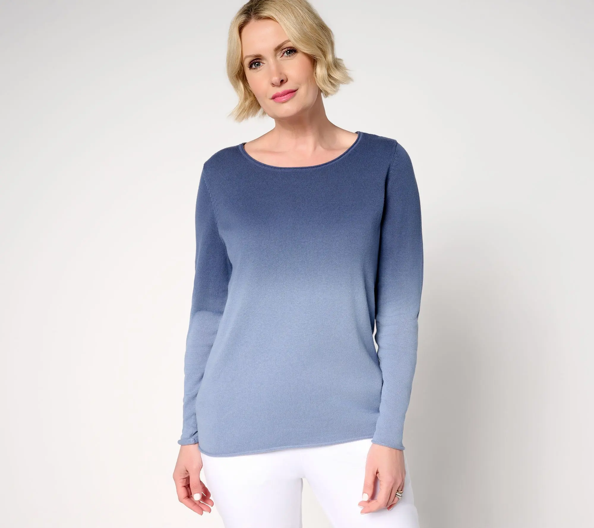 Attitudes by Renee 100% Cotton Printed Ombre Sweater