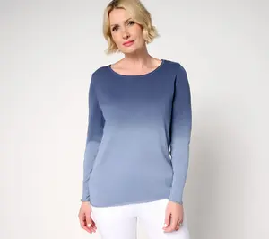 Attitudes by Renee 100% Cotton Printed Ombre Sweater