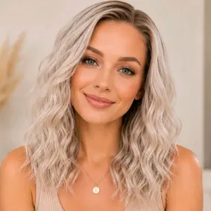 Watered Souls C1319809K Princess Peach 16" wig bundle. soft peach blonde waterwave.  120 densiry, 13x4 lace, closed wefted, wig bundle included and must be returned for full refund.