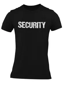 Men's Distressed Security Tee Front & Back Print (Black & White)