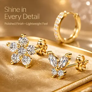 Set of 3 pairs of earrings: hypoallergenic 14K medical piercing earrings, ear cartilage studs; delicate women’s jewel, earring women for summer outfits,