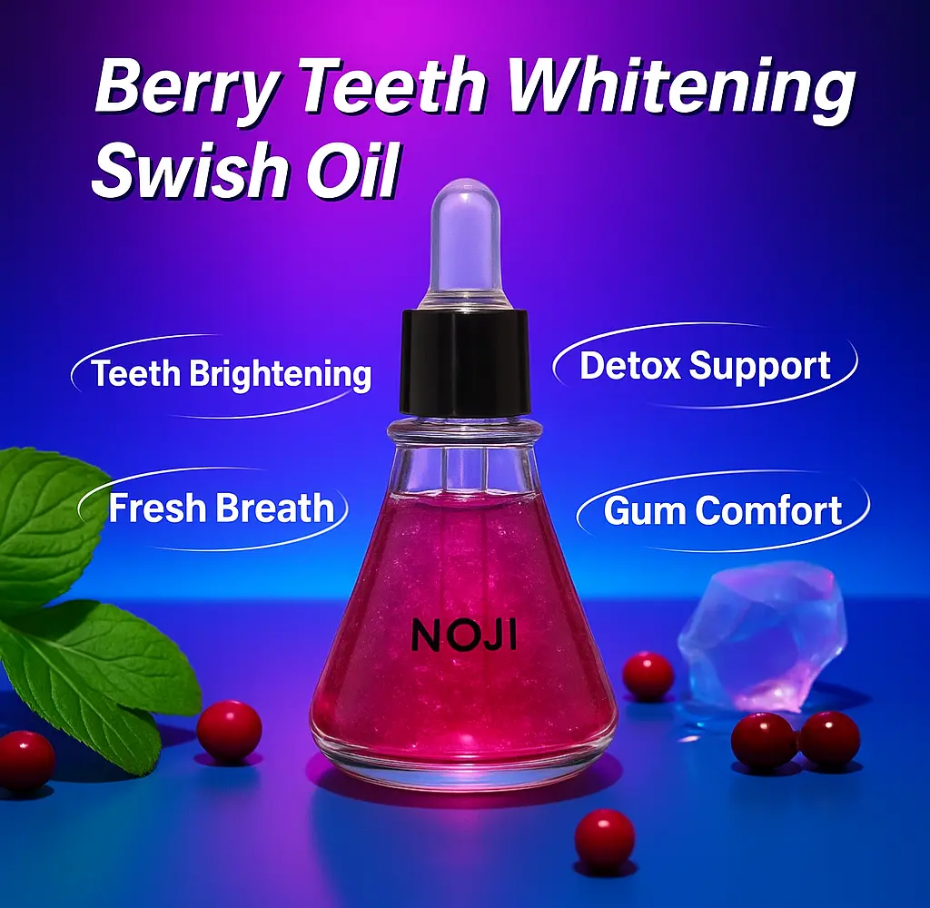 Berry Teeth Whitening Swish Oil  | 5-in-1 Oral Drops: Teeth Whitening × Fresh Breath × Gum Comfort × Detox × Enamel-Safe | #DentistApproved