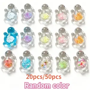 20/50 Piece Glow-In-The-Dark Turtle Charms, Acrylic Fluorescent Material, DIY Jewelry Making, Keychains, Necklaces, Indoor Outdoor Decor