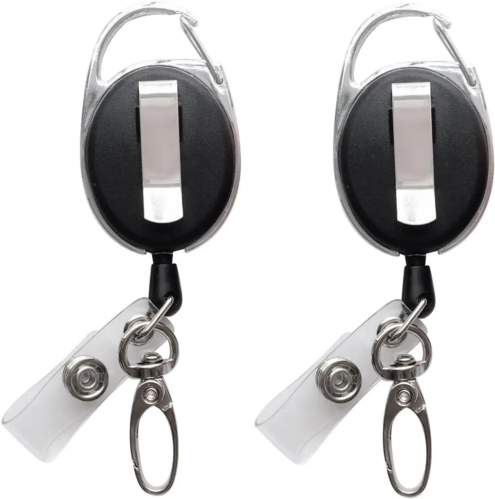 [New Deal]  2Pack Retractable Badge Reel with Claw Clasp and Clip for Id Card Holders, Nurse Badge Reel, Accessories
