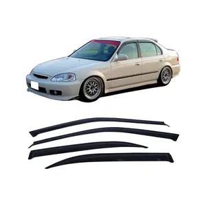 4PCS Window Visors Fit For 1996-2000 Hondas' Civic Sedan 4-Door, Slim Style Black Acrylic Tape-On Auto Car Window Visors Vent Shade Rain Sun Wind Deflector Guard