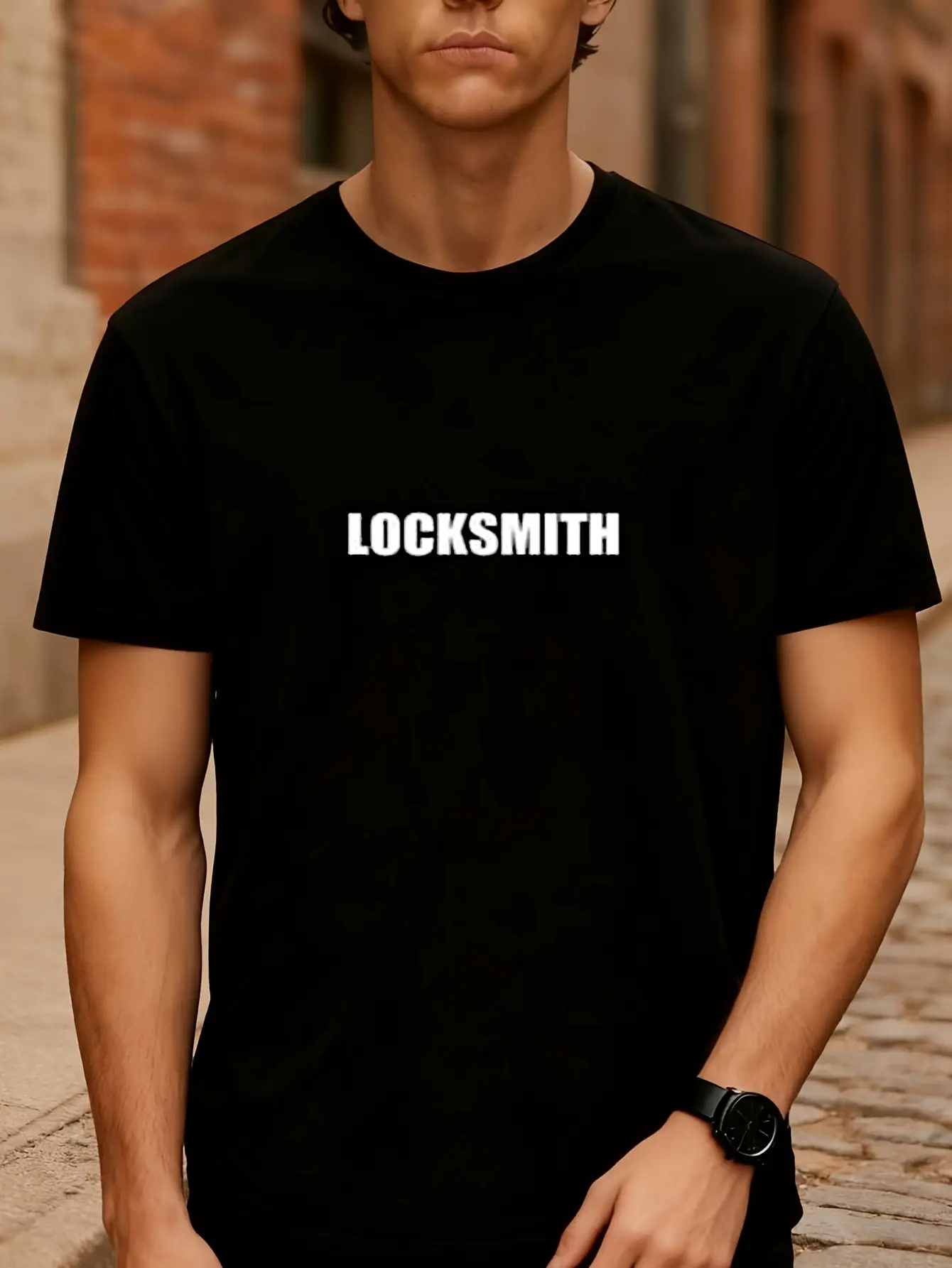 Locksmith Logo Style Employees Official Uniform Wo unisex soft cotton short sleeve t shirt, vintage graphic casual tee for men women teens, perfect birthday holiday gift for camping travel gym daily street  wear