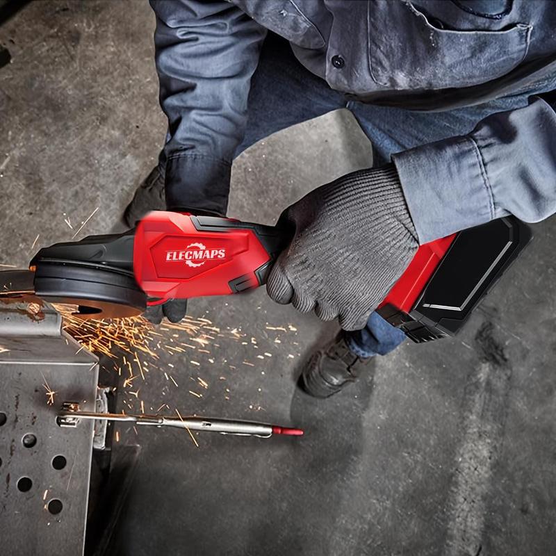 4-1/2 inch angle grinder – Cordless design, suitable for metal cutting – Rust-resistant, removable safety guard – Stainless steel/rubber handle