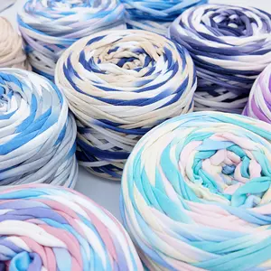 4724.41inch Premium Quality Multicolor Elastic T-Shirt Yarn, Polyester Fiber, Versatile Bulky Yarn for Knitting Bags, Shoes & DIY Crafts - Single Skein Pack