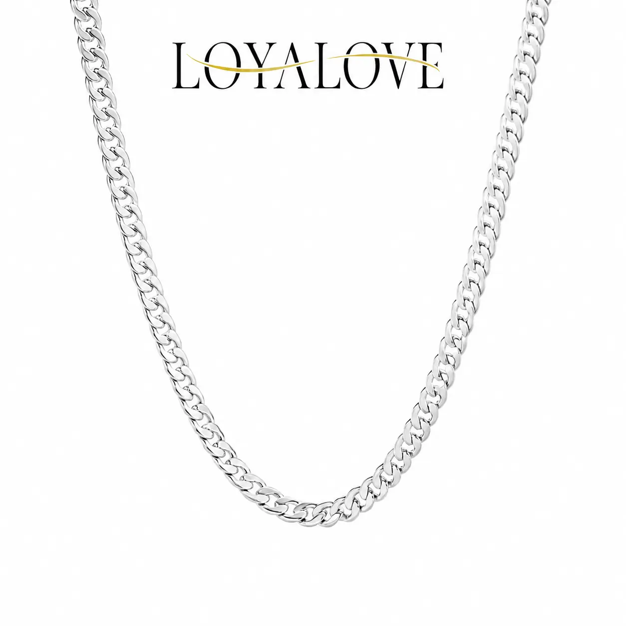 LOYALOVE Chunky Silver Cuban Link Chain Necklace for Women Men, Trendy Y2K Curb Chain Choker, Minimalist Statement Jewelry Gift