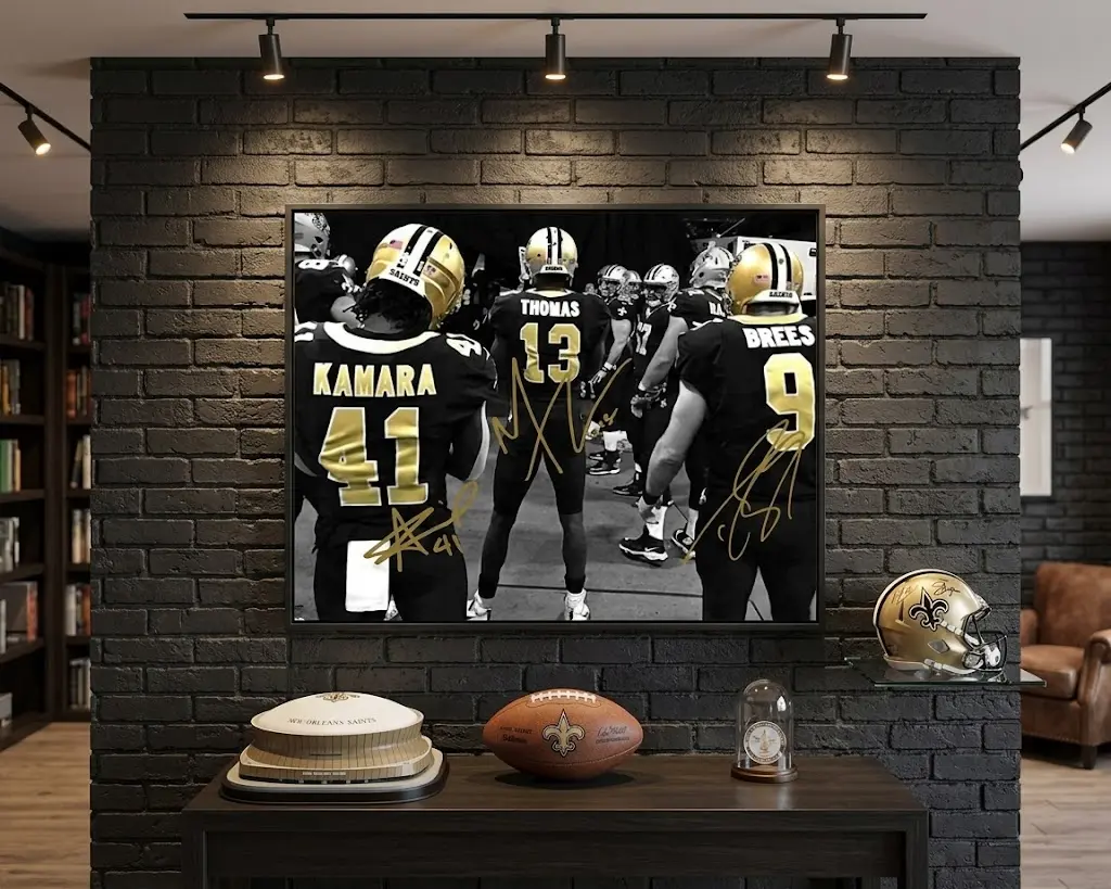 New Orleans Saints Legends Poster - Brees, Kamara & Thomas Autograph Print