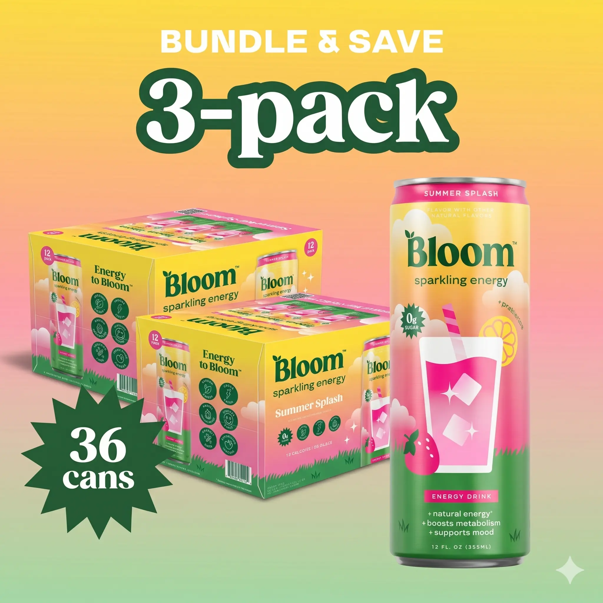 LIMITED - Summer Splash - Sparkling Energy Drink - 2 Pack & 3 Pack Bundles LIMITED - Summer Splash - Sparkling Energy Drink - 2 Pack & 3 Pack Bundles