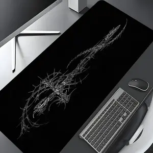 Gothic Thorned Cross Pattern Mouse Pad, Large Gaming Mouse Pad, Aesthetic Desktop Decoration Protective Pad, Non-slip Rubber Pad for Laptop, Desktop Computer Games, Gaming Mousepad