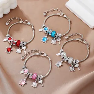 Cross-border New Ocean Series Bead Bracelet DIY Turtle Pendant Alloy Diamond-inlaid Jewelry Bracelet Wholesale Perfect for Clothes Matching in High-end Occasions