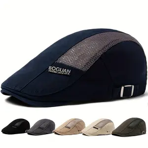 Beret for Men Fashion Letter Label Berets Summer Breathable Mesh Cap Outdoor Women Sun Visor Hat Casual Duckbill Hat Adjustable