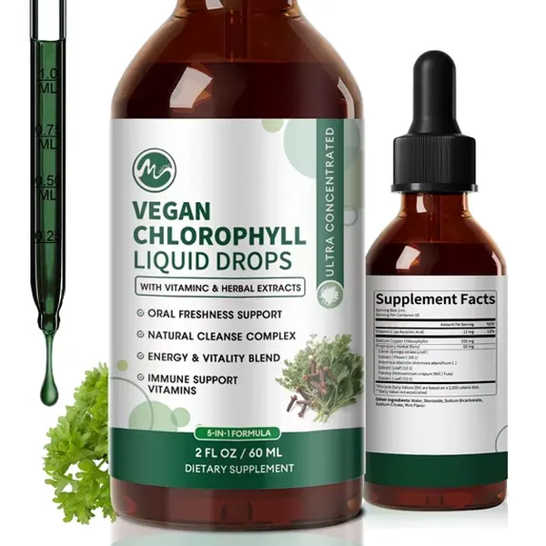 M inch Chlorophyll Liquid Drops Infused with Copper, Natural Plant Derived Daily Dietary Supplement, 2 Fl Oz