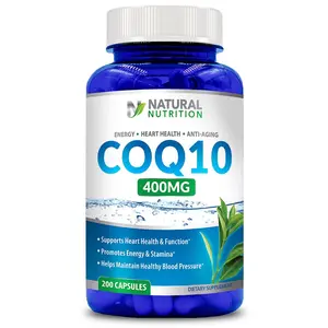 Pure CoQ10 400mg Per Serving 200 Capsules Fresh batch Non GMO