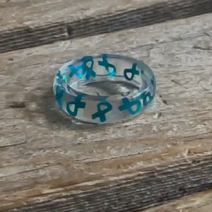 Clear Ring with Teal Ribbons