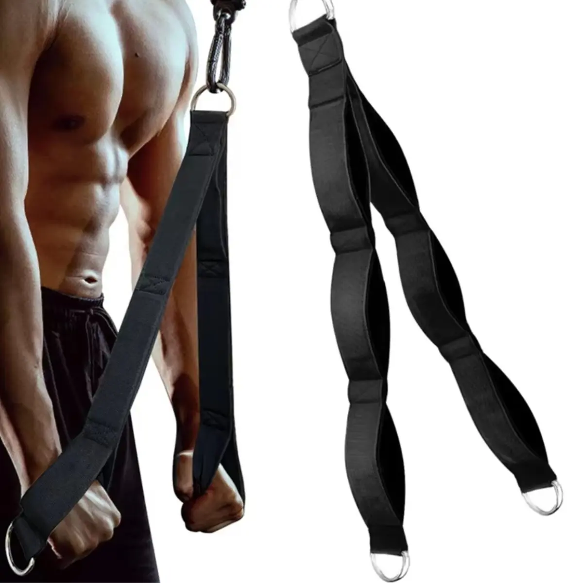Nylon Webbing Cable Extension Strap, Heavy-Duty Fixed-Length Cable Attach, Triceps Rope for Home Gym Training Equipment & Home Workout Workout Equipment, Tricep Ropes