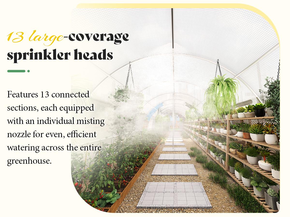 [Ships in 2 Boxes] AMERLIFE 34x10x7 FT Large Walk-in Tunnel Greenhouse for Outdoors with Watering System 2 Zipper Rolling Doors, Heavy Duty Greenhouse Enhanced Galvanized Steel Frame 14 Windows