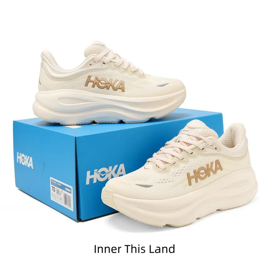 Cream white mesh running shoes with light brown logo, all-neutral tone ideal for soft minimalist daily OOTD reels