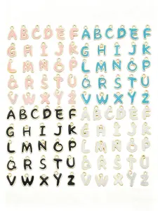 26pcs/set Alphabet Pendant Charms in Blue Colors, DIY Pendants, DIY Jewelry Making Accessories for Bracelets Necklaces Earrings