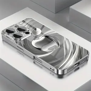 Crystal Silvery Transparent Pattern New Camera Protection Eye Electroplating Glass Design Case for iPhone 16 15 14 13 12 11Promax Plus Xs/Xsmax Pro, Anti-Dirt, Stylish, Trendy