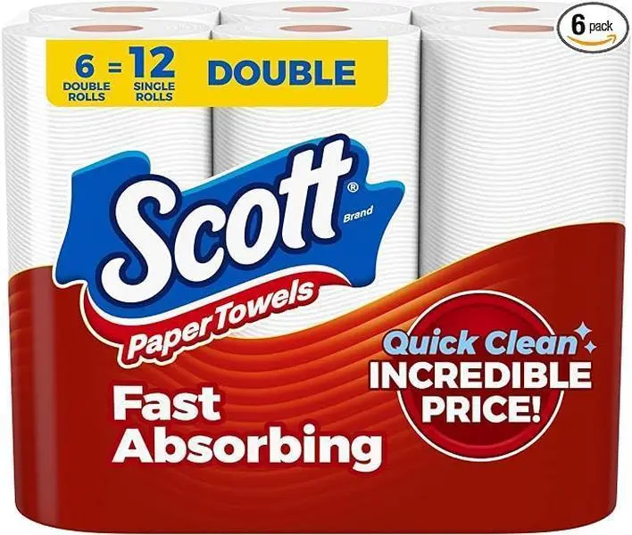 Scott Paper Towels, Choose-A-Sheet, 6 Double Rolls, 108 Sheets Per Roll Cleaning Kitchen