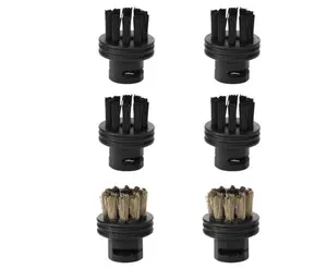 6 Pack Steam Cleaner Brush Heads, Compatible Steam Cleaner, Replacement Parts Accessories Cleaning Brush Head for Hard Surface (4 Pack Nylon Brushes + 2 Pack Brass Brushes)