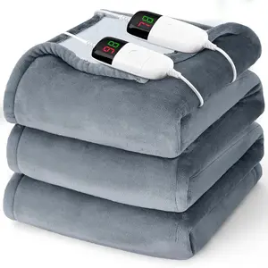 Heated Electric Blanket Queen Size 84" x 90" with Dual Control, 10 Heating Levels & 8 Hours Auto Off, Soft Warm Flannel Blanket, Christmas Birthday Gifts for Senior Grandma
