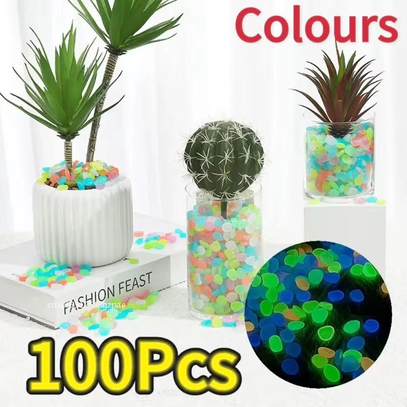 100-1000Pcs Garden Decor Luminous Stones Glow in the Dark Decorative Pebbles Outdoor Fish Tank Decoration Aquarium Accessorie NONE
